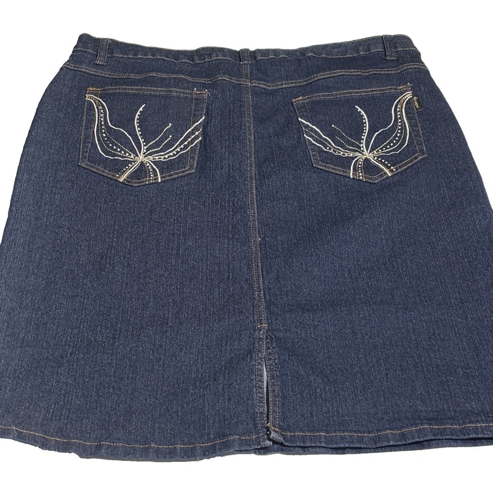 Govanni Jeans Dark Wash Denim Skirt with Embroidered Pockets Size 16